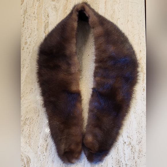 Vintage 50s Brown Mink Fur Collar 32" Length - Picture 8 of 10